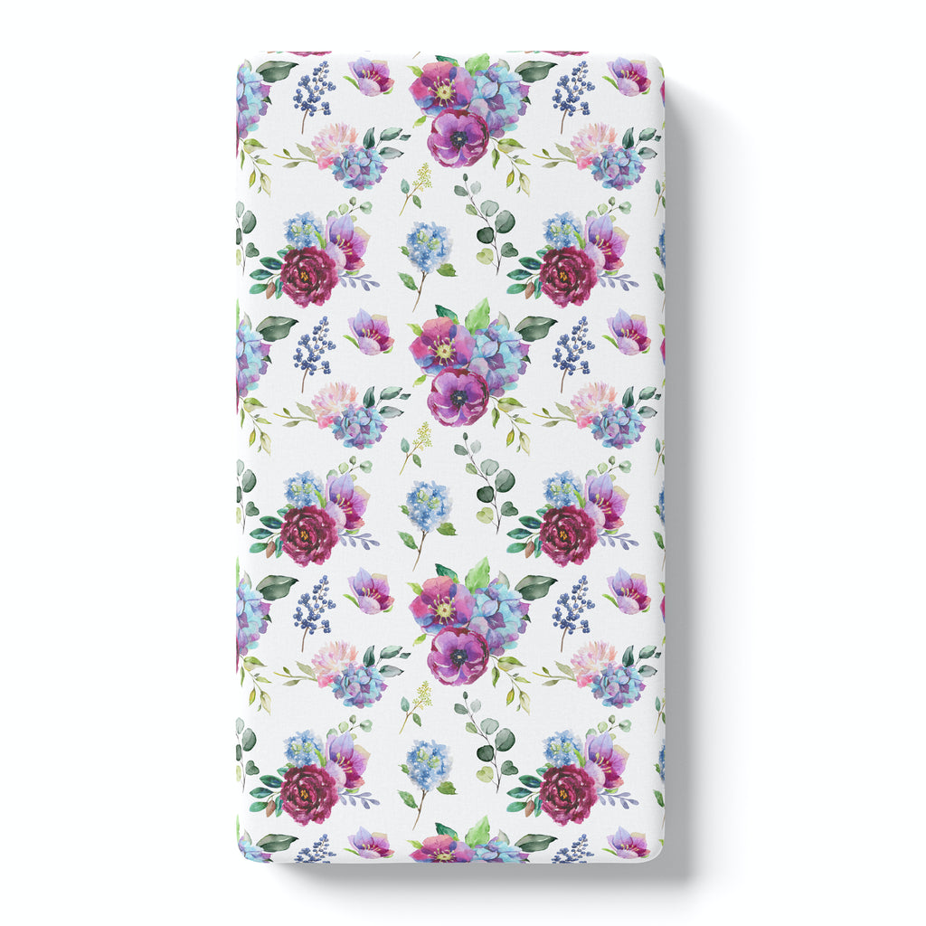 Fitted Crib Sheet - Blue Floral