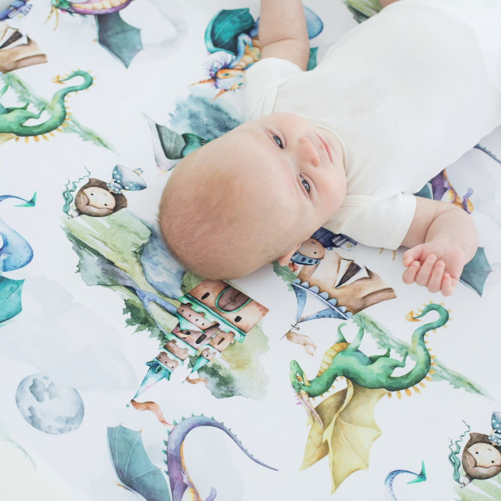 Fitted Crib Sheet - Dragons & Knights