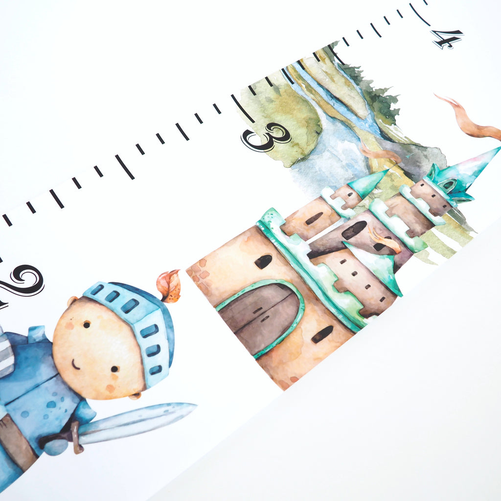 Canvas Kids Growth Chart - Dragons & Knights