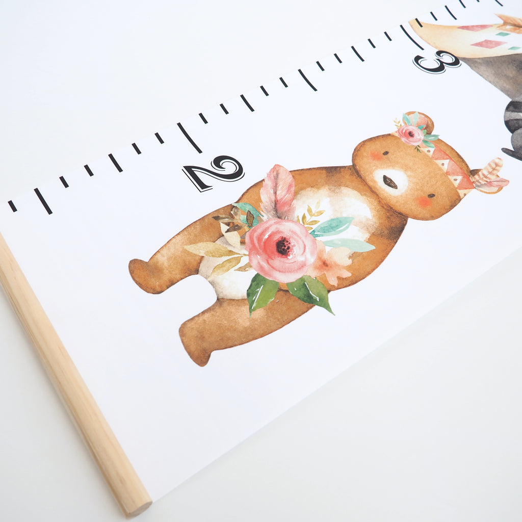 Canvas Kids Growth Chart - Woodland Tribe