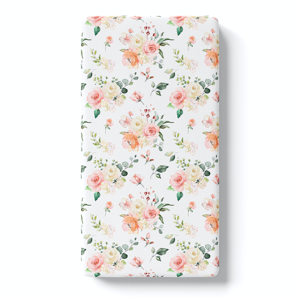 Fitted Crib Sheet - Peach Floral