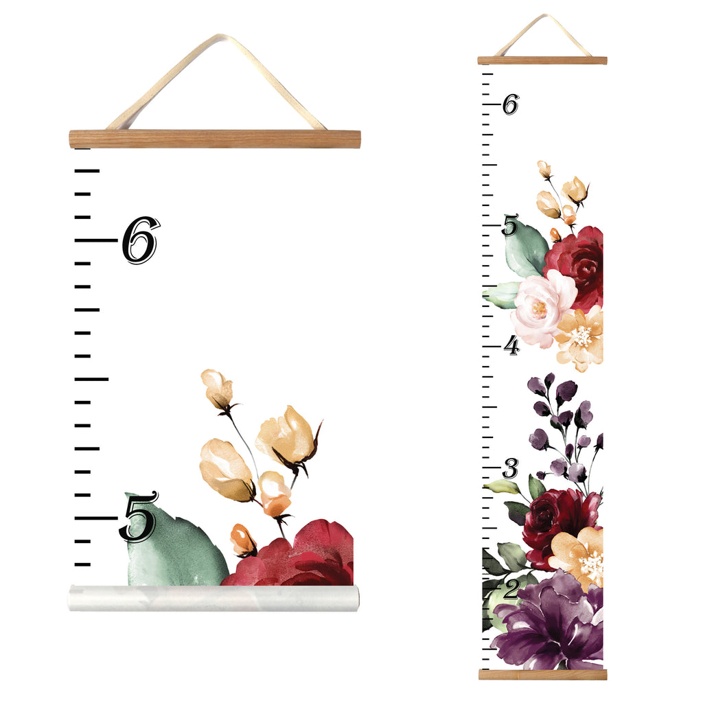 Canvas Kids Growth Chart - Red Floral