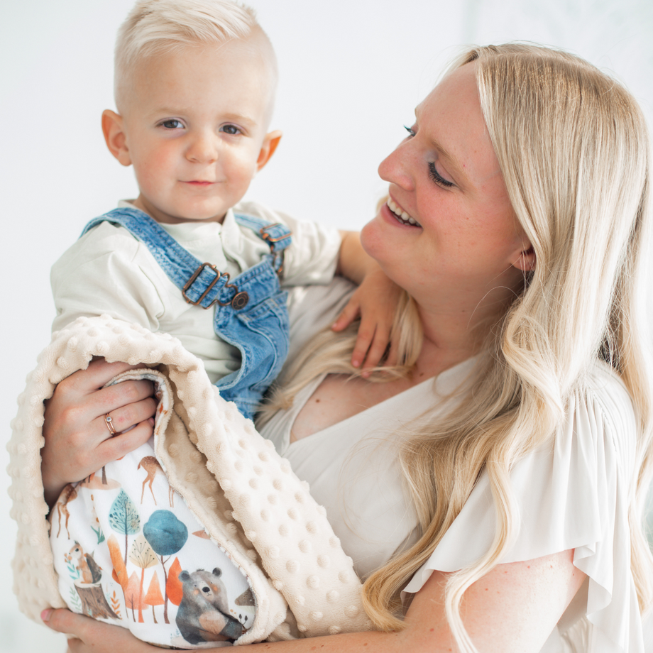 Honey Lemonade Minky Dot Baby Blanket - 30x40 Inch Soft Plush Toddler Blanket - Forest Friends Unisex Design
