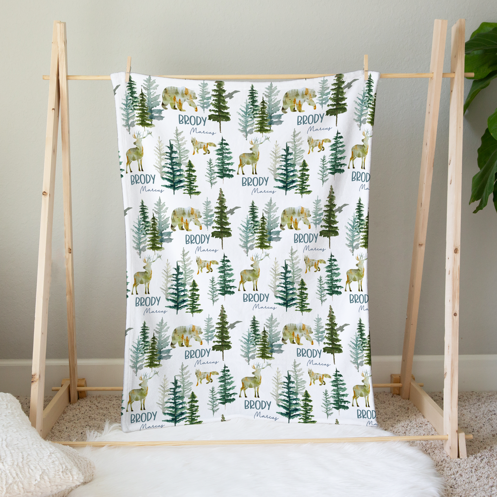 Personalized In The Woods Name Blanket