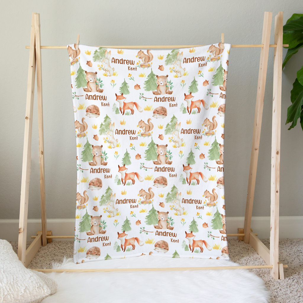 Personalized Forest Friends Name Blanket