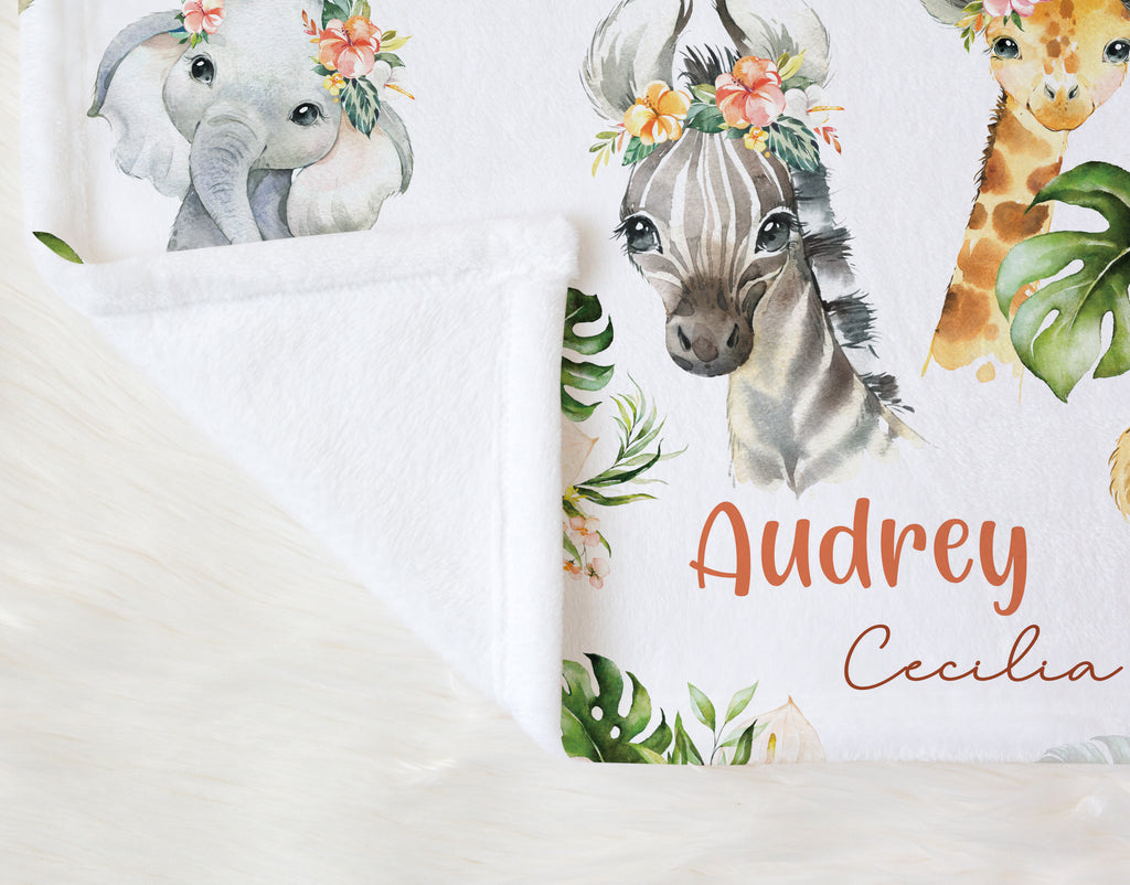 Personalized Africa Animals Name Blanket
