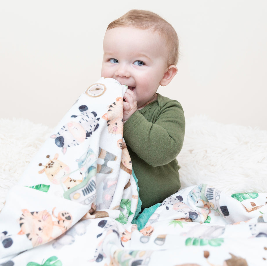 Premium Baby Toddler Minky Blanket Safari