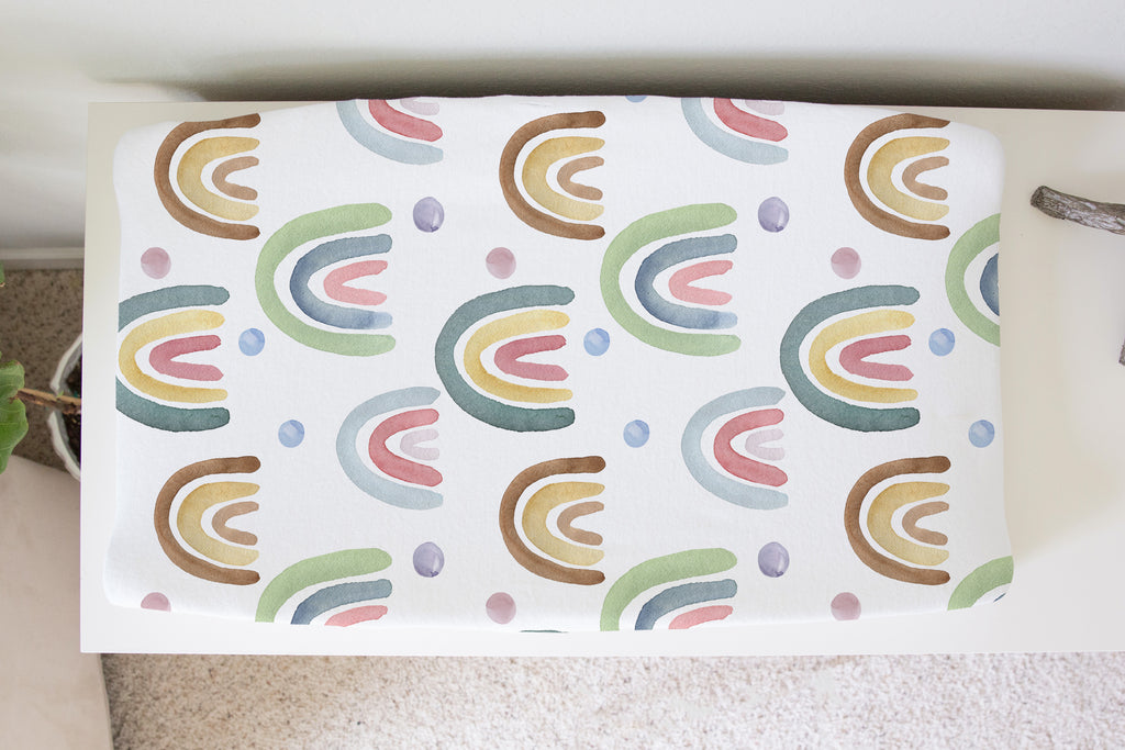 Changing Pad Cover - Blue Rainbow