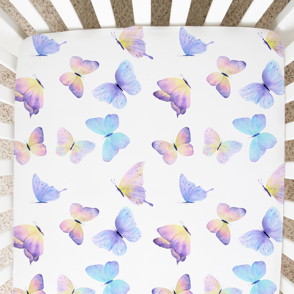 Fitted Crib Sheet - Butterfly