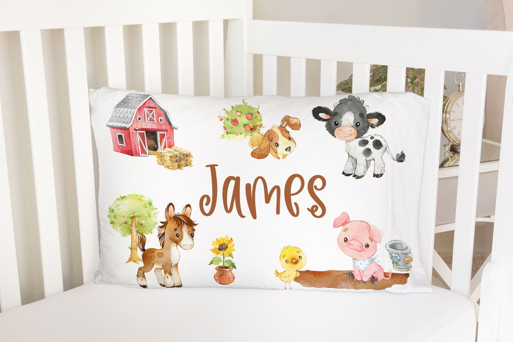 Personalized 30x20 Standard Size Pillowcase - Farm Animals