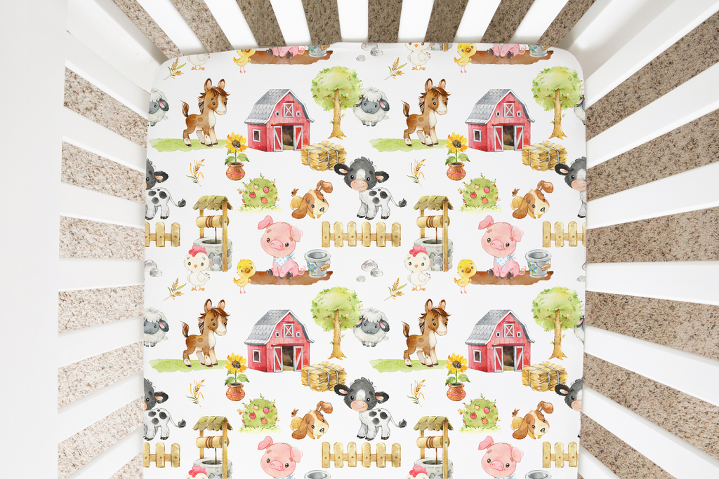 Fitted Crib Sheet - Farm Animals
