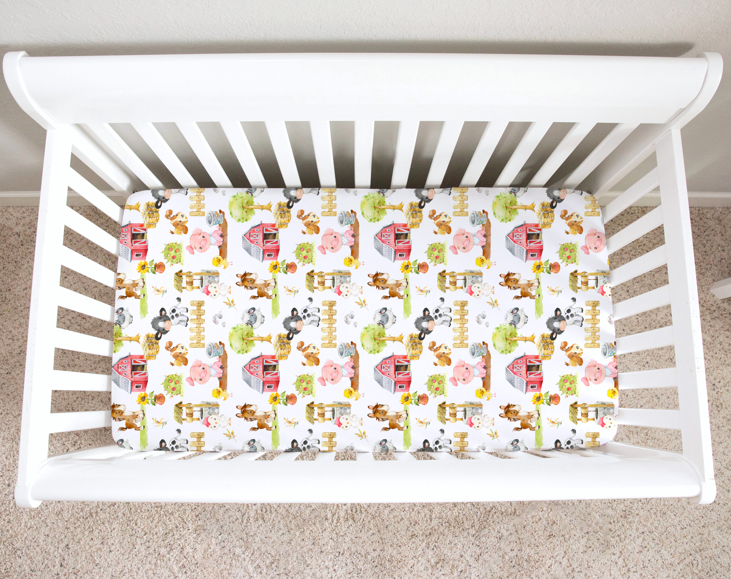 Farm animal crib sheet sale