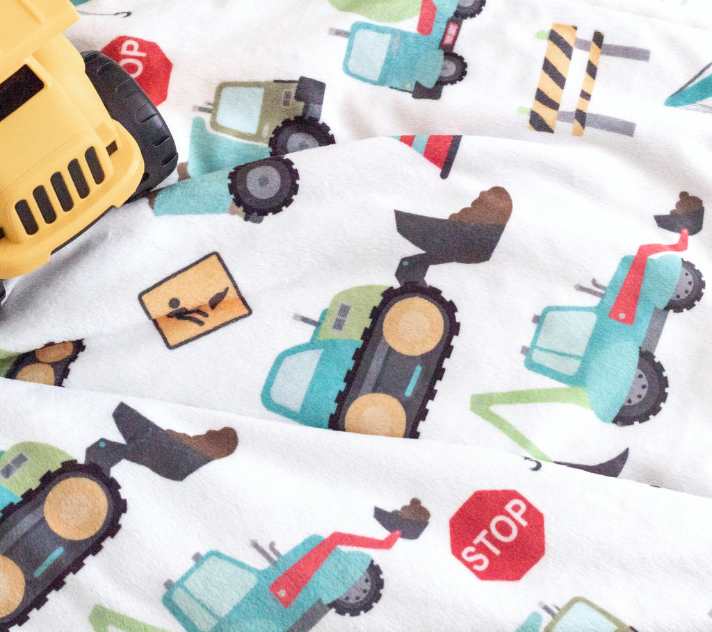 Baby & Toddler Minky Blanket - Construction Trucks