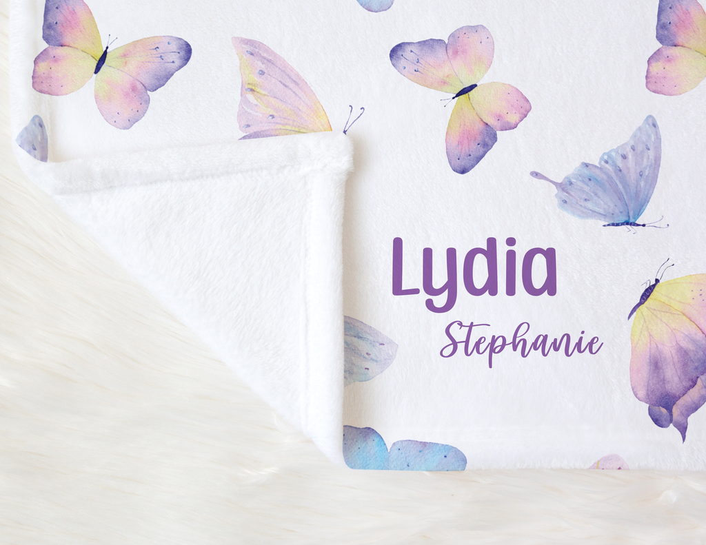 Personalized Butterfly Name Blanket