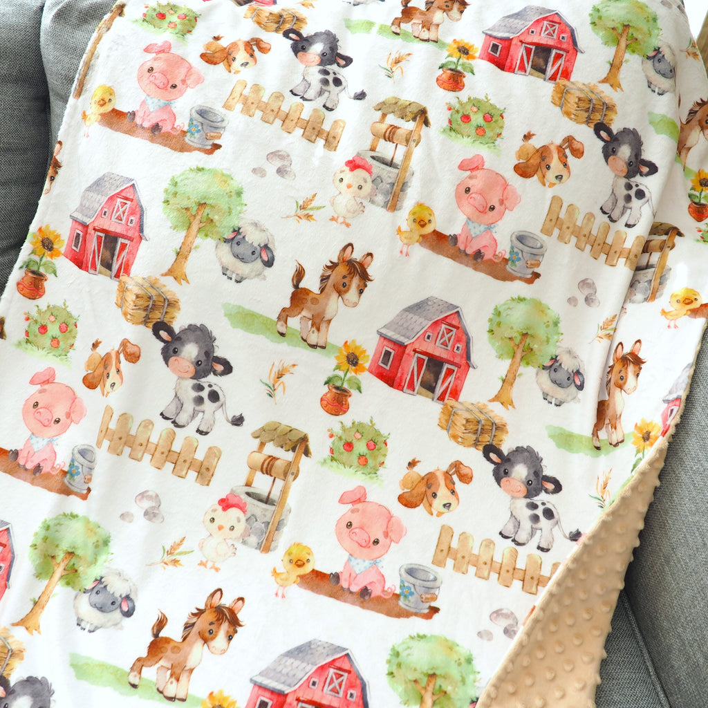 Baby & Toddler Minky Blanket - Farm Animals