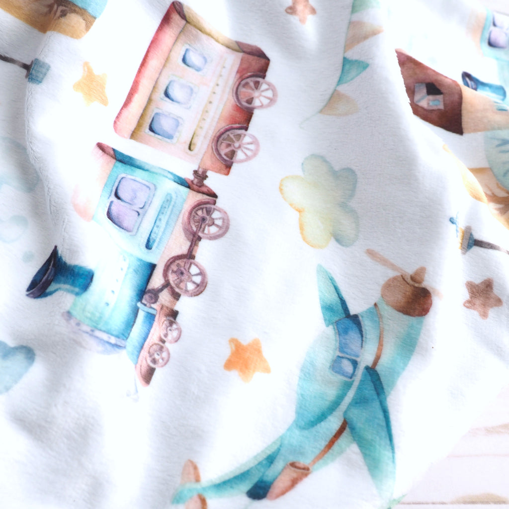 Premium Baby & Toddler Minky Blanket - Planes, Trains, Automobiles