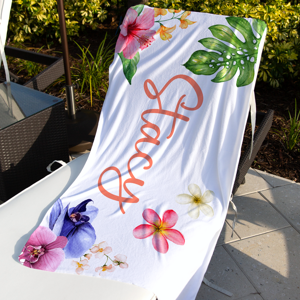 Personalized Name Tropical Premium Beach Towel