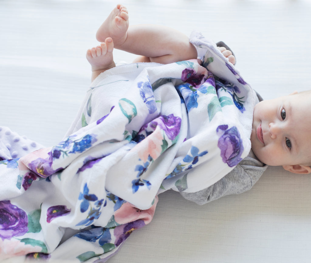 Premium Baby & Toddler Blanket - Purple & Blush Floral