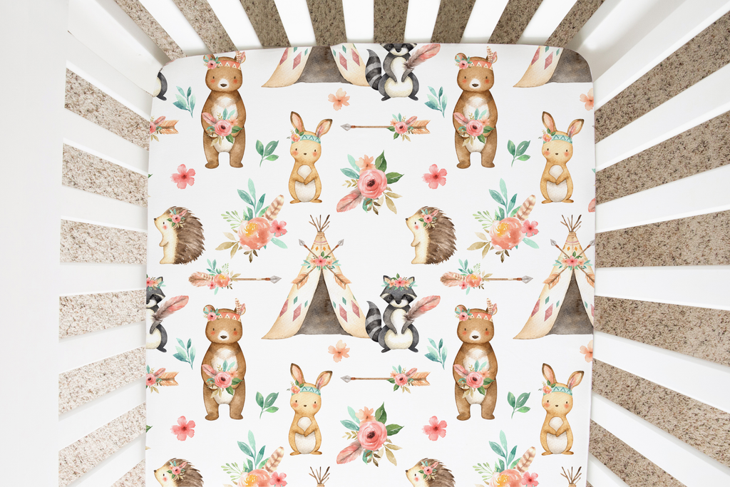 Fitted Crib Sheet - Woodland Tribe