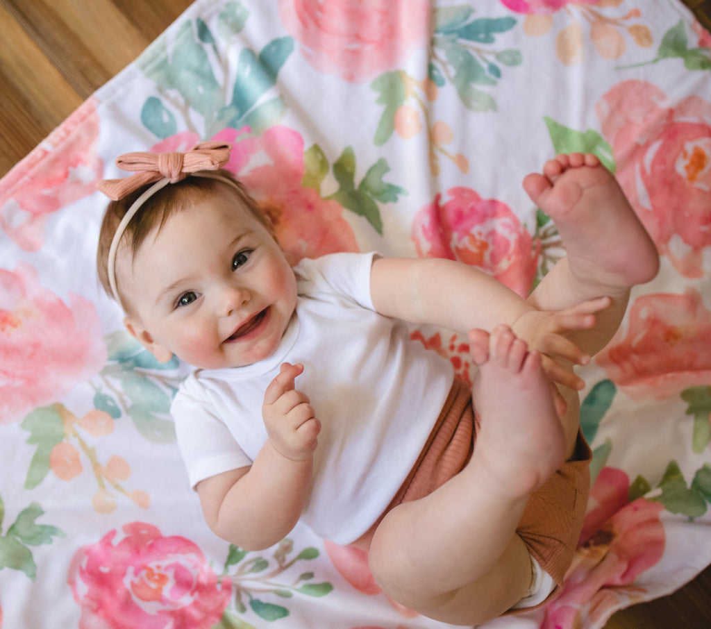 Baby & Toddler Minky Blanket - Peonies